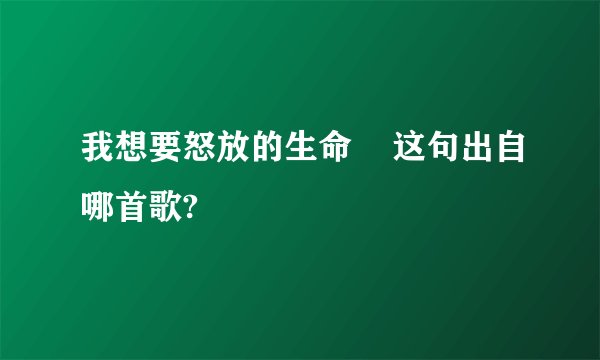 我想要怒放的生命    这句出自哪首歌?