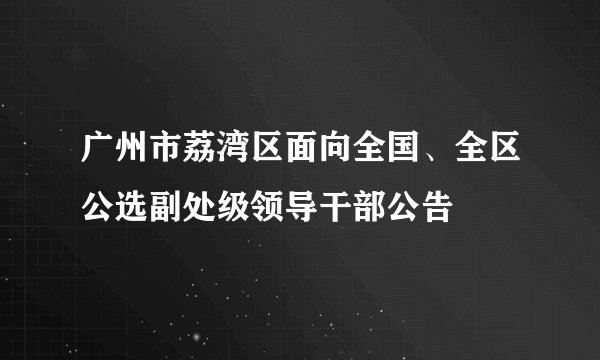 广州市荔湾区面向全国、全区公选副处级领导干部公告