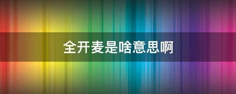 全开麦是啥意思啊