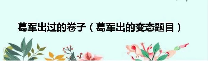 葛军出过的卷子（葛军出的变态题目）