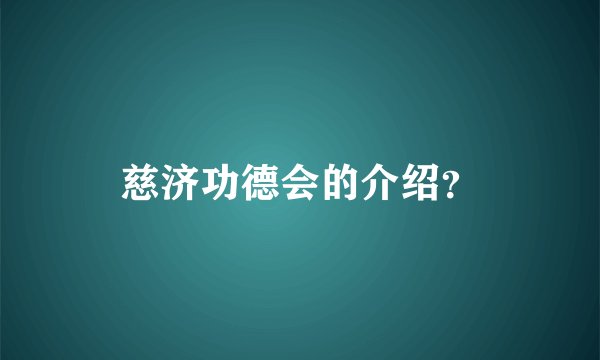 慈济功德会的介绍？