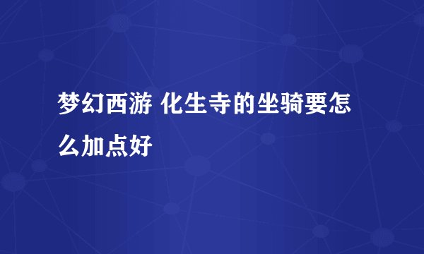 梦幻西游 化生寺的坐骑要怎么加点好
