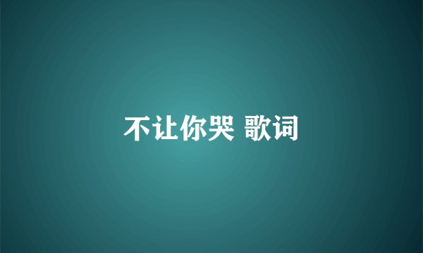 不让你哭 歌词