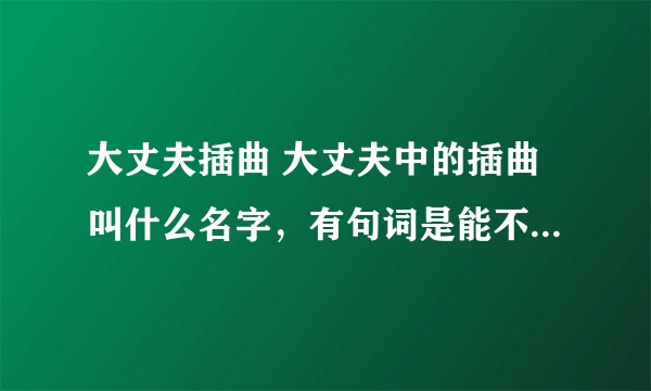 大丈夫插曲 大丈夫中的插曲叫什么名字，有句词是能不能不想你！