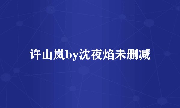 许山岚by沈夜焰未删减