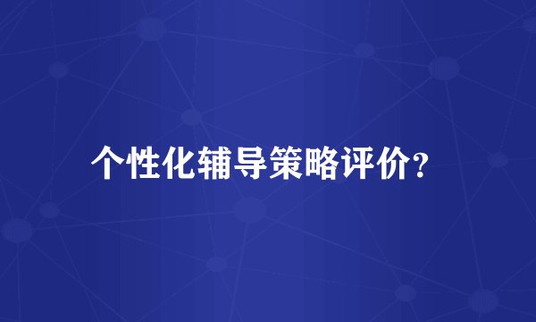 个性化辅导策略评价？