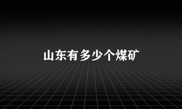 山东有多少个煤矿