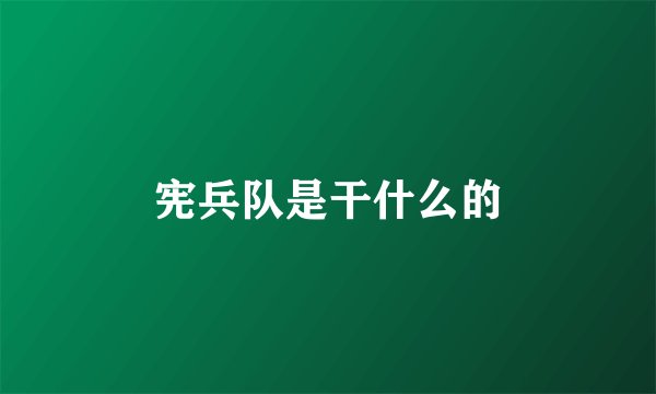 宪兵队是干什么的