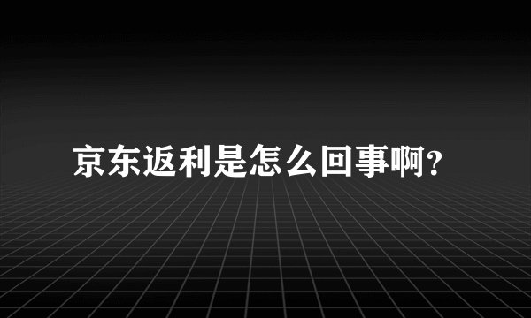 京东返利是怎么回事啊？