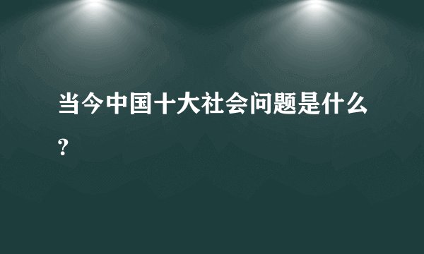 当今中国十大社会问题是什么？