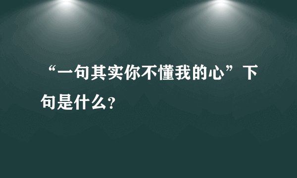 “一句其实你不懂我的心”下句是什么？