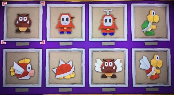 《纸片马里奥》折纸兵收集图鉴 全怪物一览