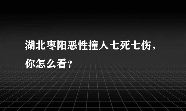 湖北枣阳恶性撞人七死七伤，你怎么看？