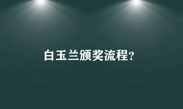 白玉兰颁奖流程？