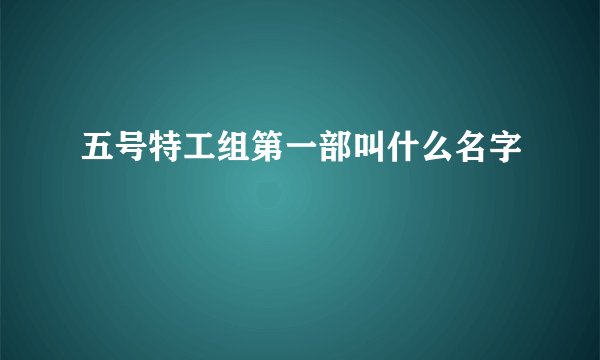 五号特工组第一部叫什么名字