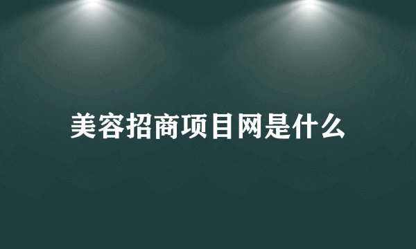 美容招商项目网是什么