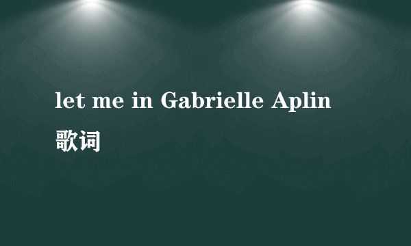 let me in Gabrielle Aplin 歌词