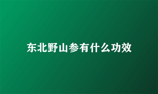 东北野山参有什么功效