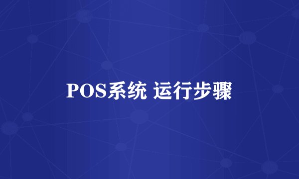 POS系统 运行步骤