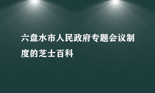 六盘水市人民政府专题会议制度的芝士百科