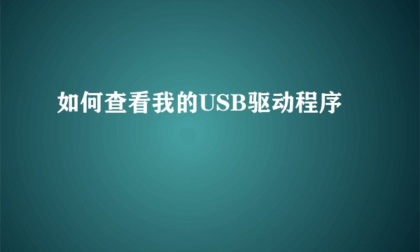如何查看我的USB驱动程序