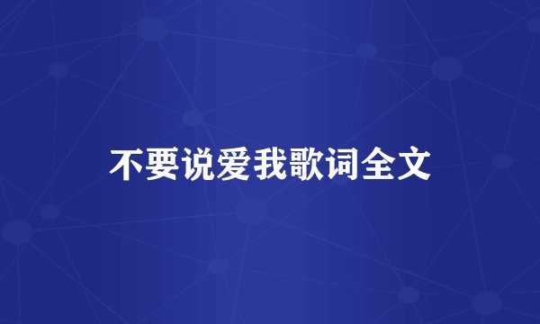 不要说爱我歌词全文