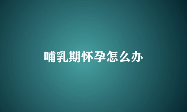 哺乳期怀孕怎么办