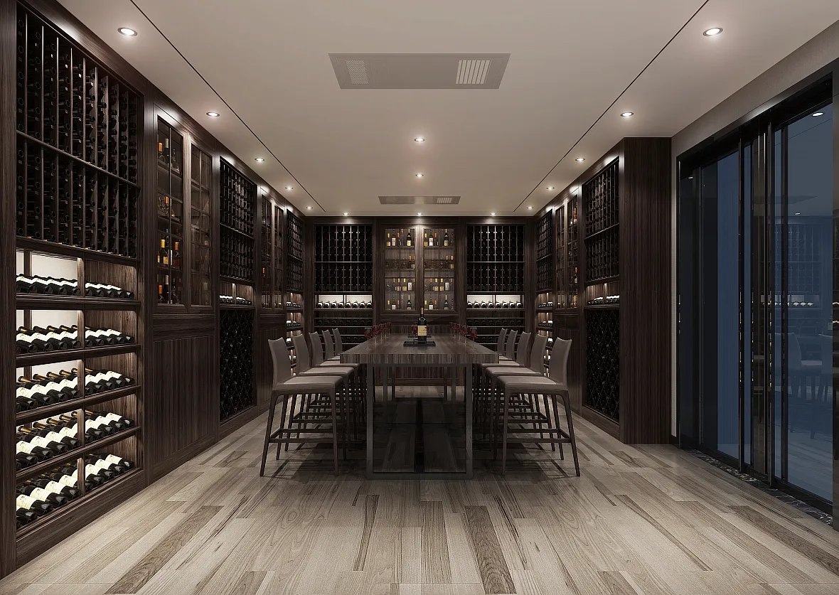 酒窖效果图－鑫鸿比士亚[VINCELLAR]为上海别墅酒窖设...