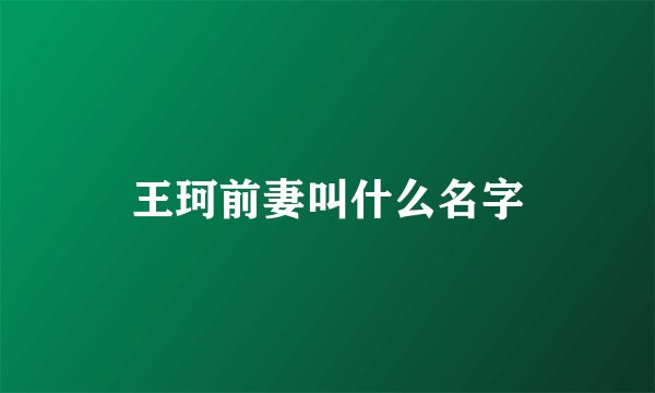 王珂前妻叫什么名字