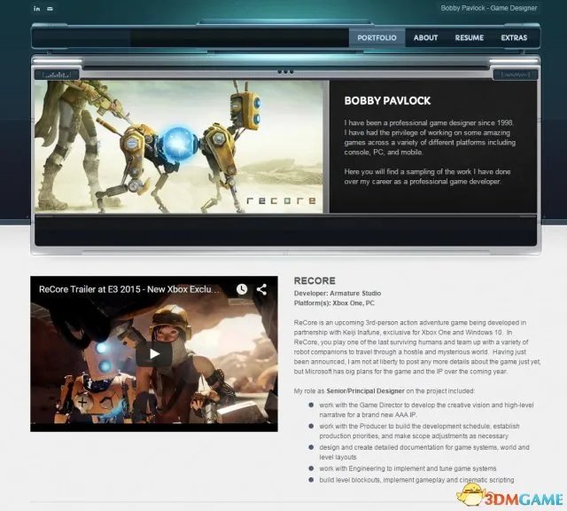 XB1独占游戏《再生核心》或有PC版 设计师简历泄露