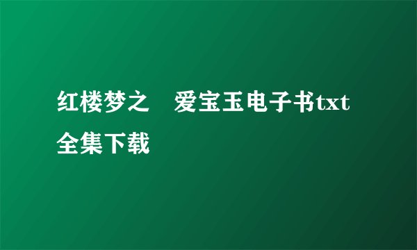 红楼梦之禛爱宝玉电子书txt全集下载