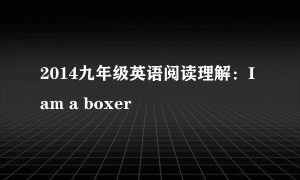 2014九年级英语阅读理解：I am a boxer