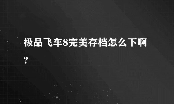 极品飞车8完美存档怎么下啊？