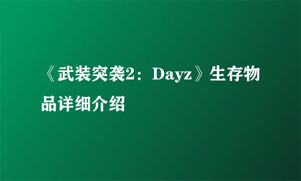 《武装突袭2：Dayz》生存物品详细介绍