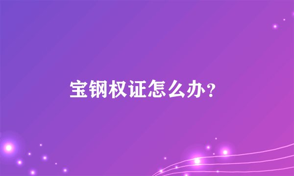 宝钢权证怎么办？