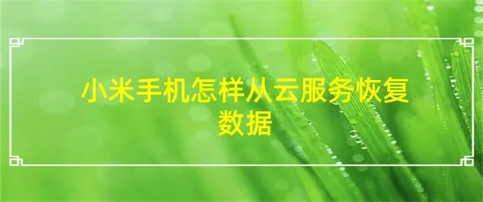 小米手机怎样从云服务恢复数据