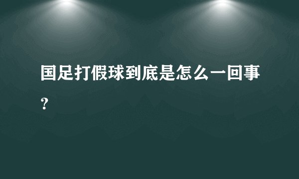 国足打假球到底是怎么一回事？