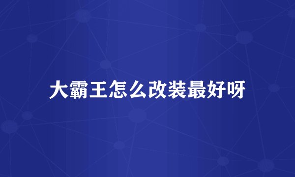 大霸王怎么改装最好呀