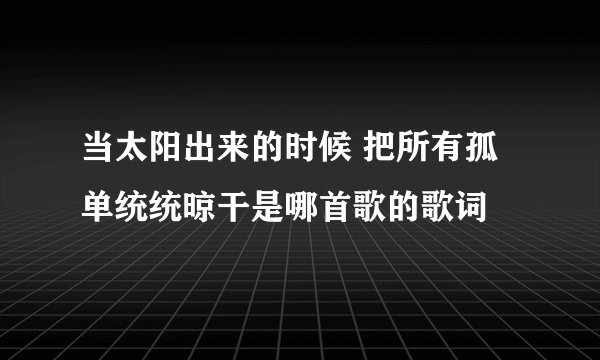 当太阳出来的时候 把所有孤单统统晾干是哪首歌的歌词