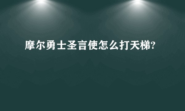 摩尔勇士圣言使怎么打天梯?