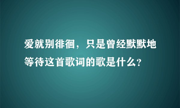爱就别徘徊，只是曾经默默地等待这首歌词的歌是什么？