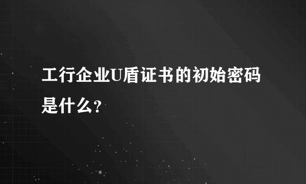 工行企业U盾证书的初始密码是什么？