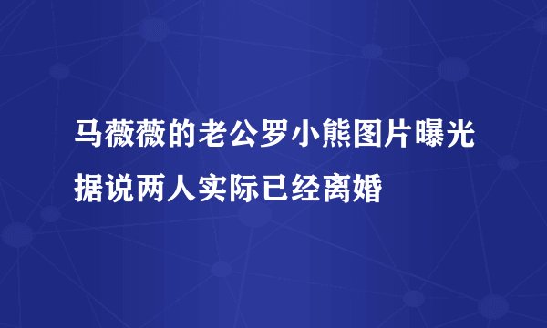 马薇薇的老公罗小熊图片曝光据说两人实际已经离婚