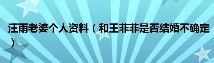 汪雨老婆个人资料（和王菲菲是否结婚不确定）