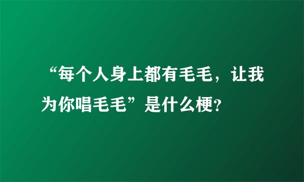 “每个人身上都有毛毛，让我为你唱毛毛”是什么梗？