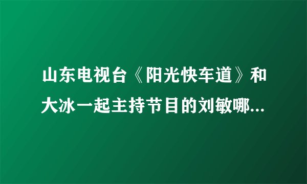山东电视台《阳光快车道》和大冰一起主持节目的刘敏哪儿高就去了?