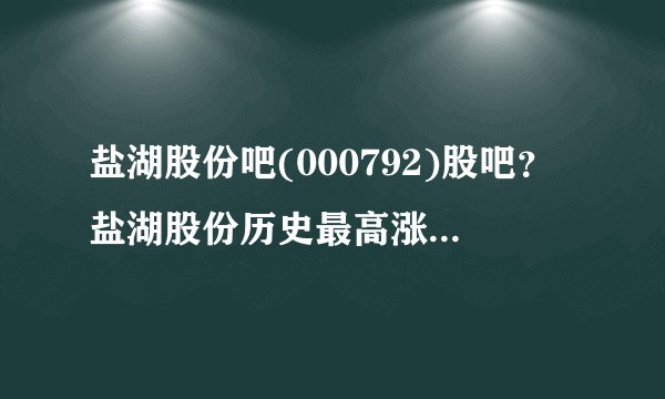 盐湖股份吧(000792)股吧？盐湖股份历史最高涨到多少？盐湖股份股票000792今日股价？