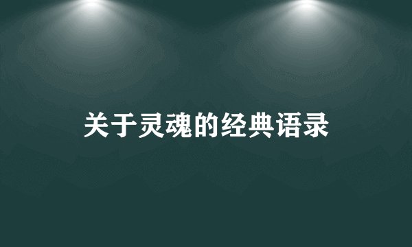 关于灵魂的经典语录