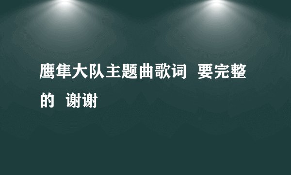 鹰隼大队主题曲歌词  要完整的  谢谢