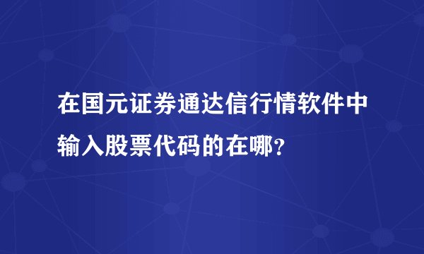 在国元证券通达信行情软件中输入股票代码的在哪？